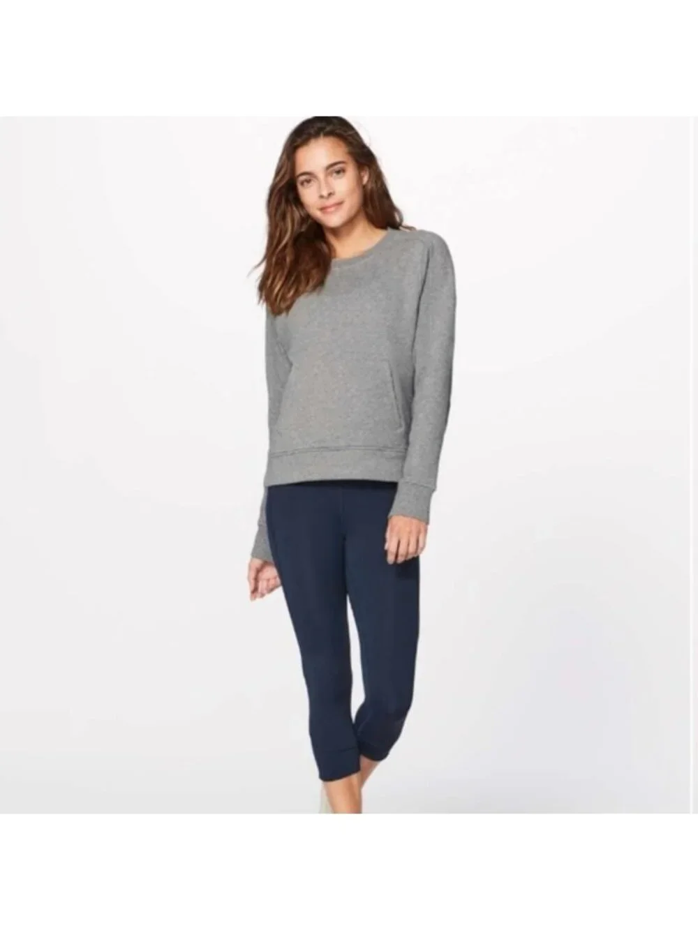 Lululemon Press Pause Crew Heathered Medium Grey